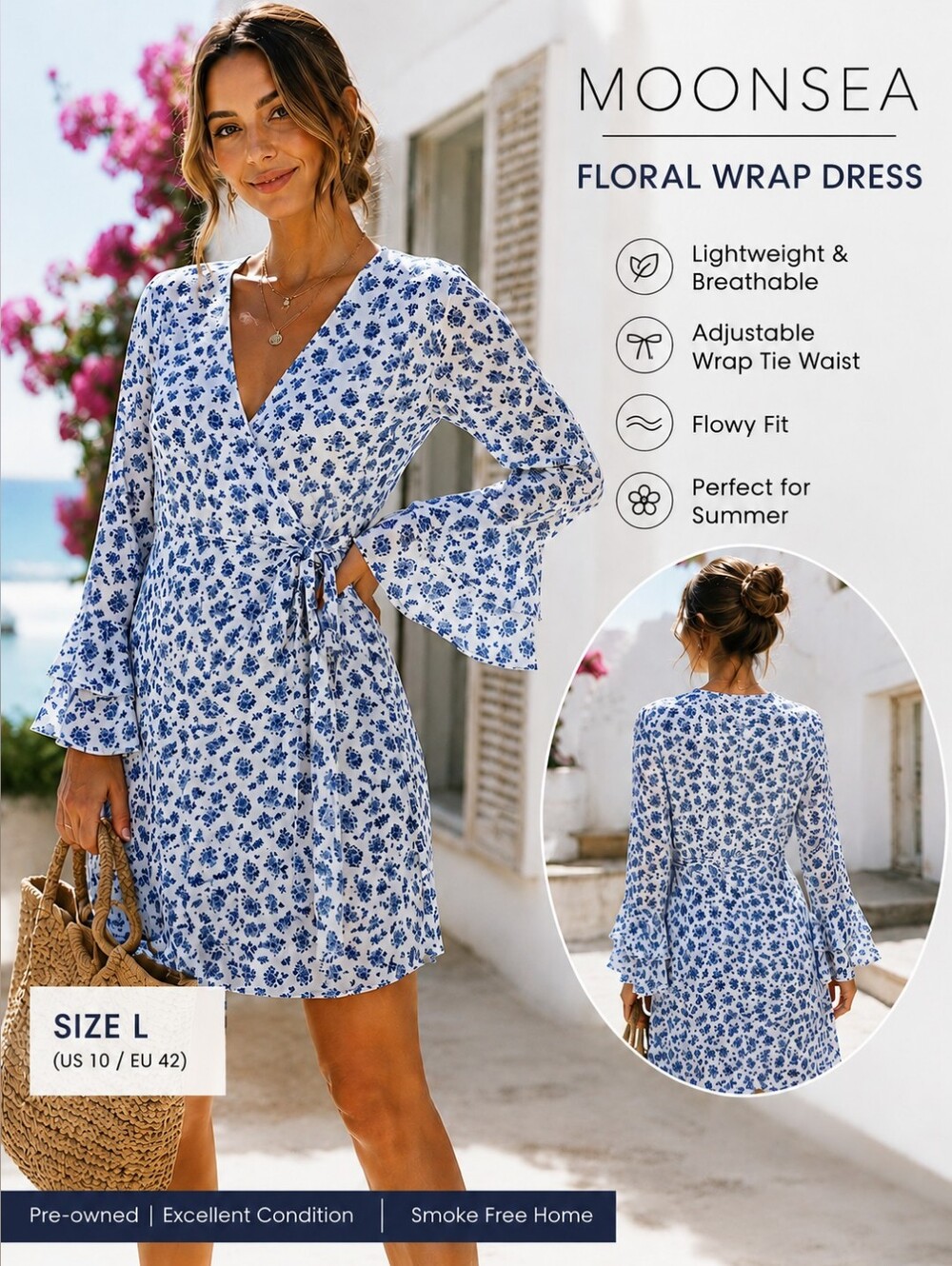 Moonsea Blue and White Floral Dress